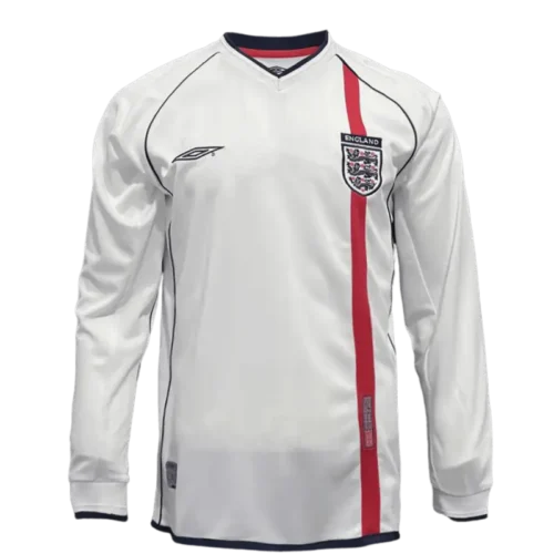 2002 England Long Sleeve Home Retro Jersey